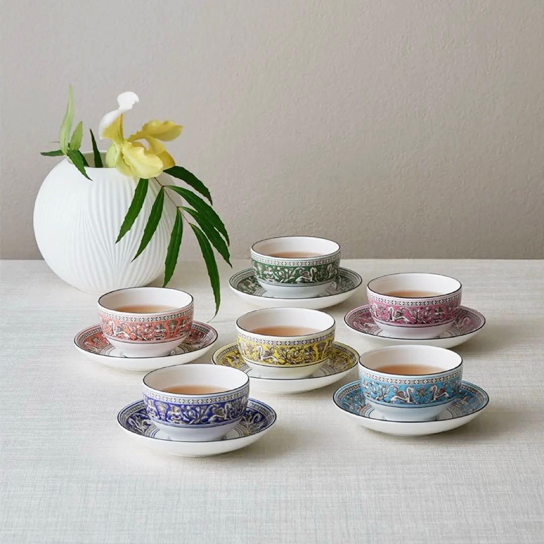 新品未使用品ウェッジウッド フロレンティーン ティーボウル&ソーサー 6色セット