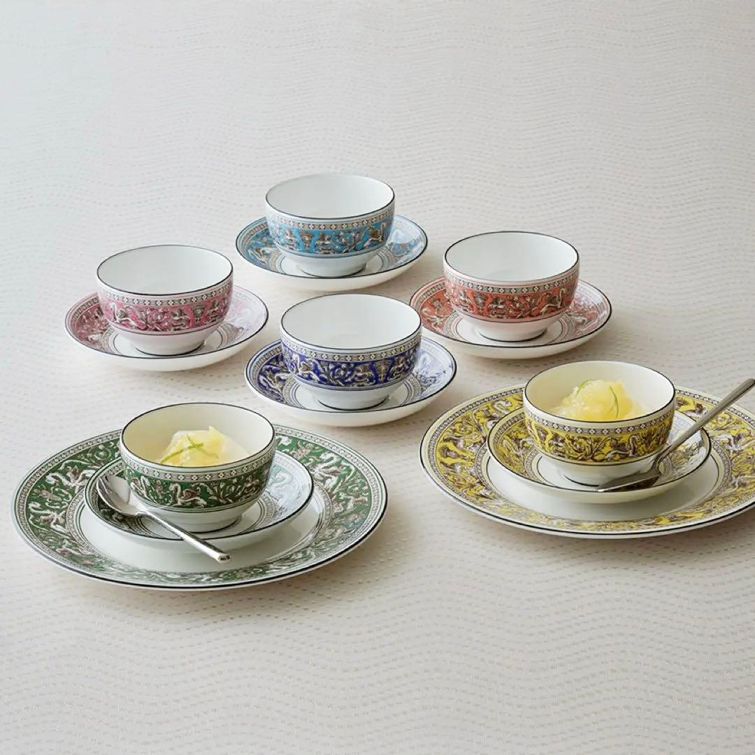 新品未使用品ウェッジウッド フロレンティーン ティーボウル&ソーサー 6色セット