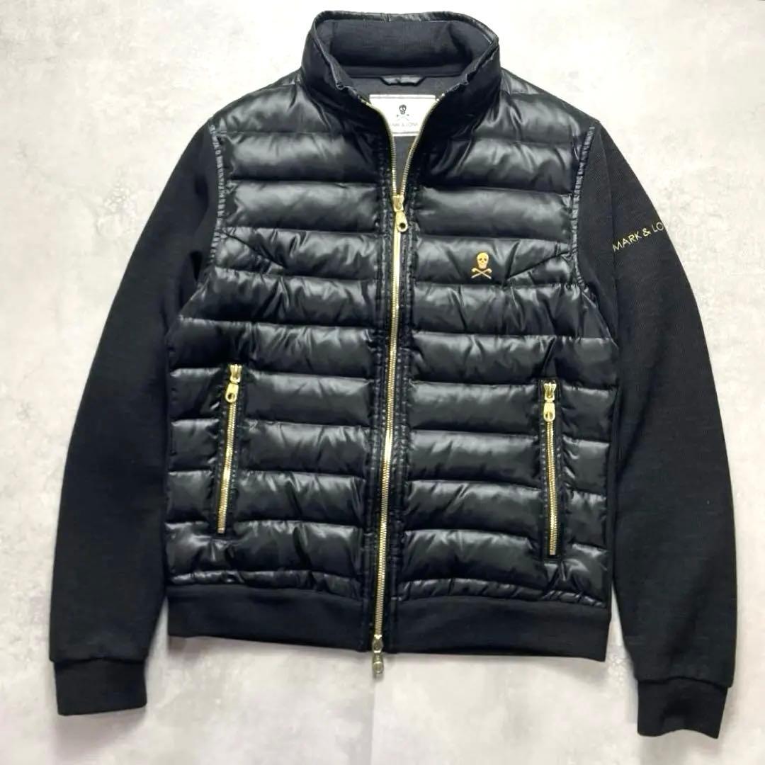 極美品 マークアンドロナ ダウンジャケット ナイロン切替 迷彩 スカル Wジップ