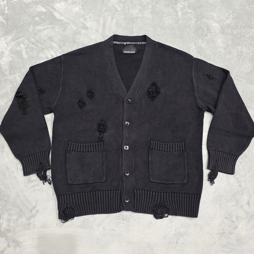 ナンバーナイン　ダメージカーディガン　2　ブラック　カートコバーン　グランジ