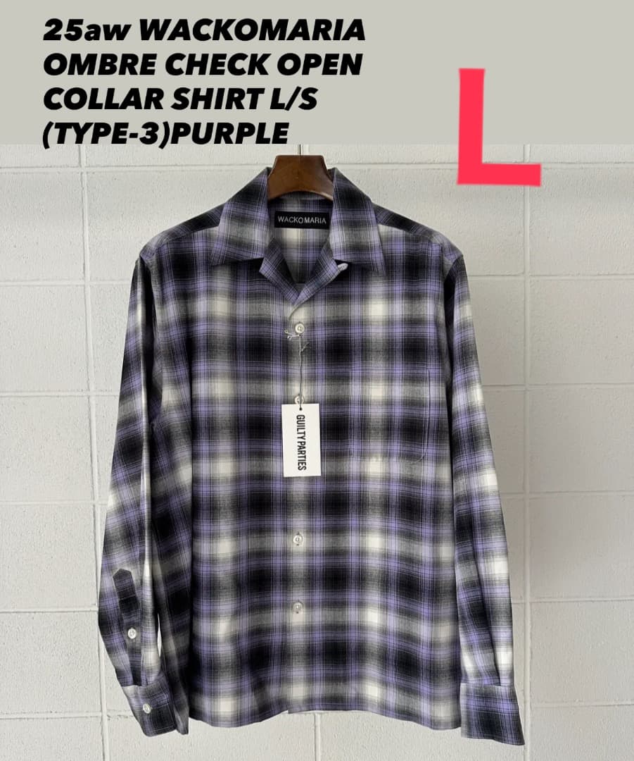 トップス WACKOMARIA OMBRE CHECK OPEN COLLAR SHIRT