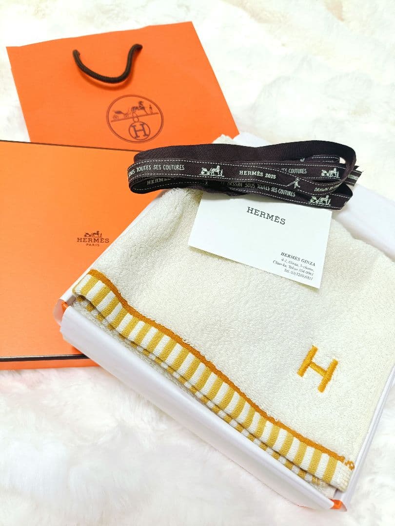 値下げ!!新品★HERMES★エルメスタオル60×42　箱袋付き