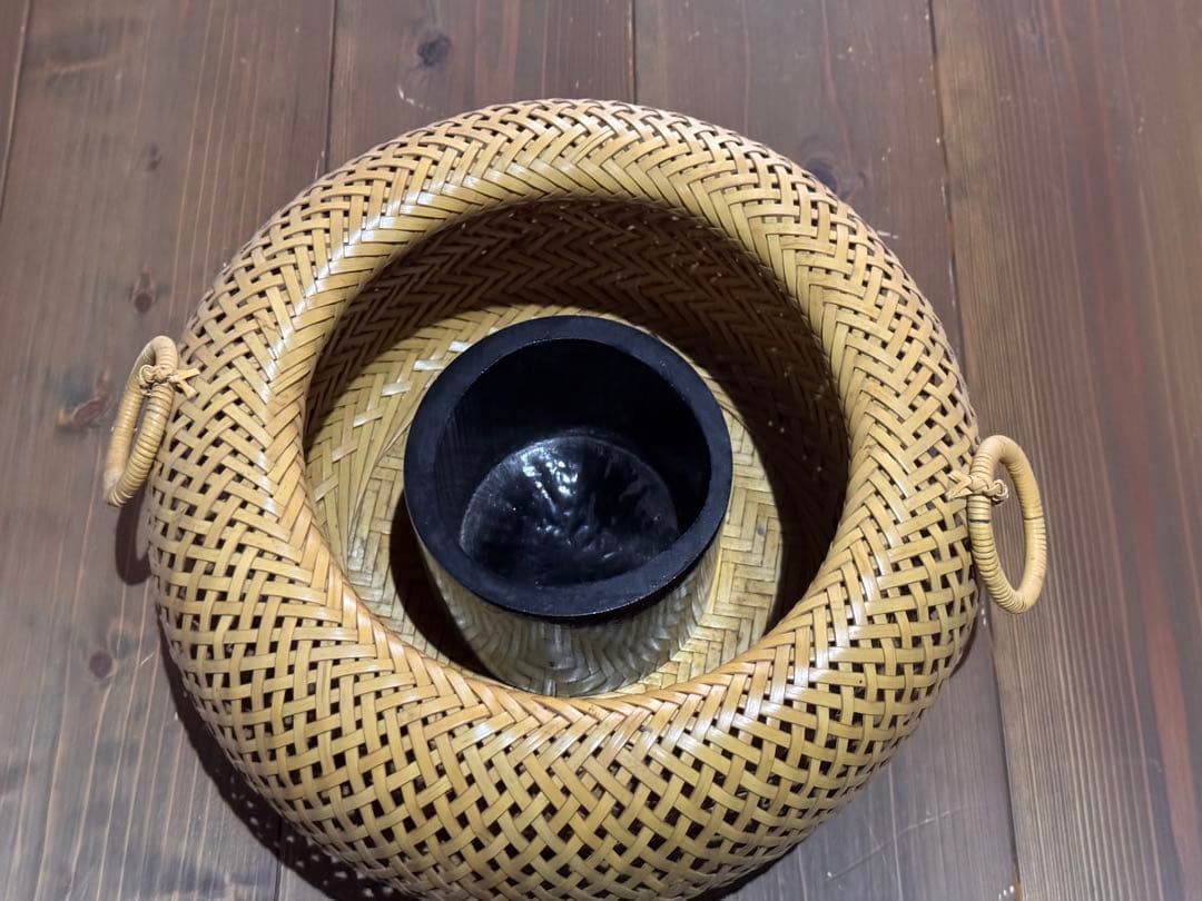 華道　花入　籠 穂英斉 竹製 籠はしっかりしており、他の用途にも使えます