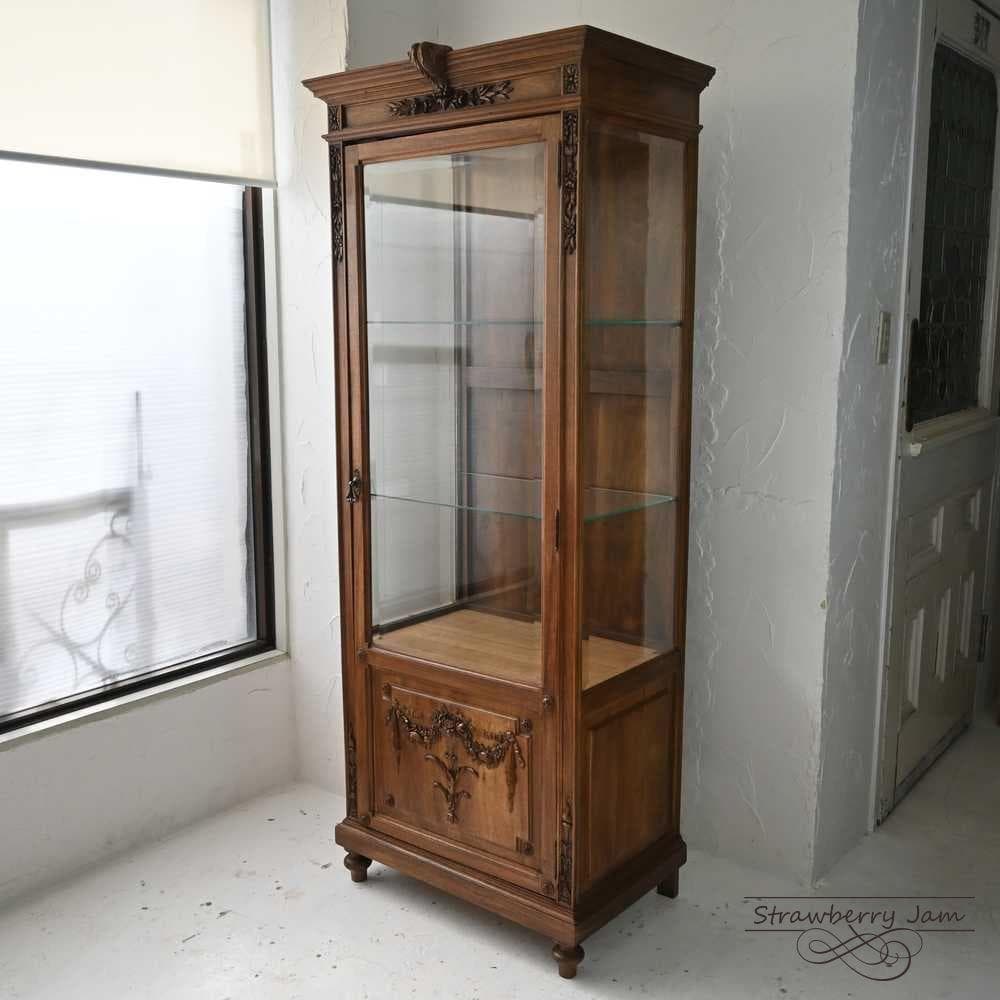 L3610-9 フランスアンティーク ガラスキャビネット ガラスケース ロココ