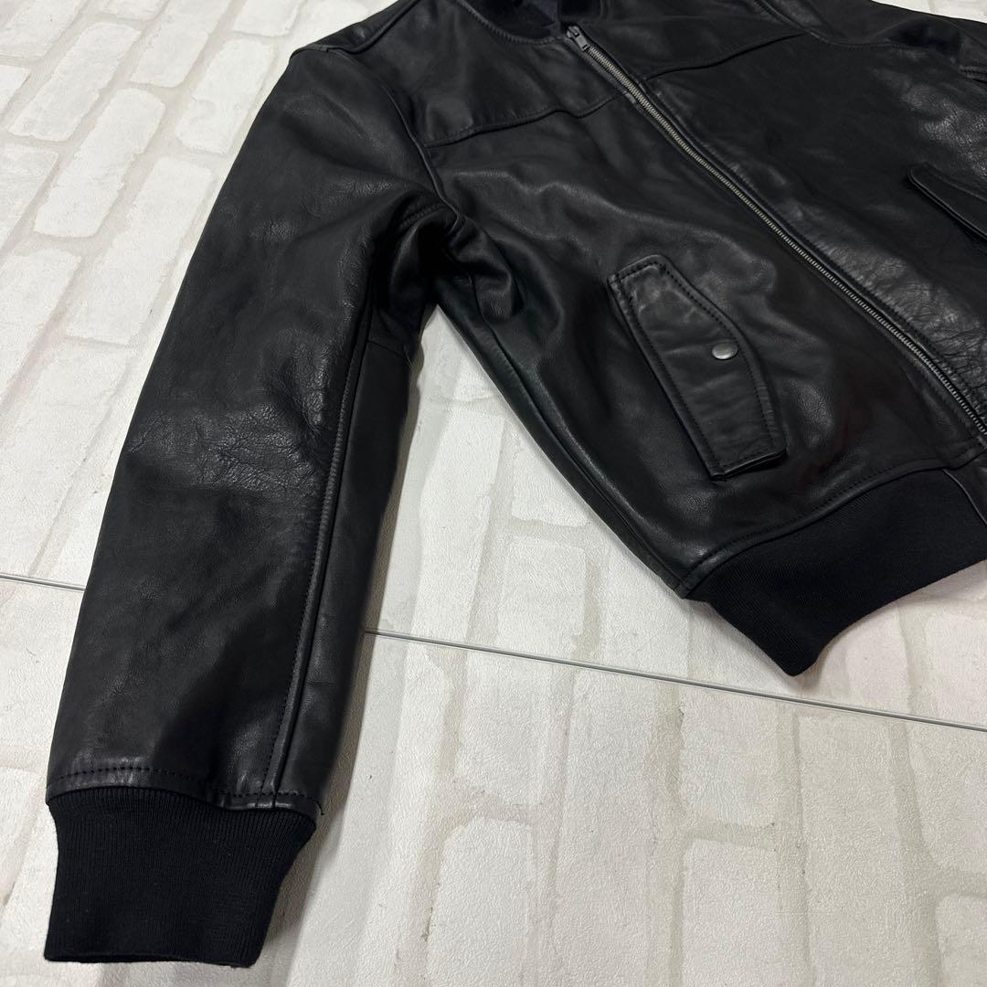 ギャップ OLD Gap 牛革 レザー ボンバー ジャケット L ブラック