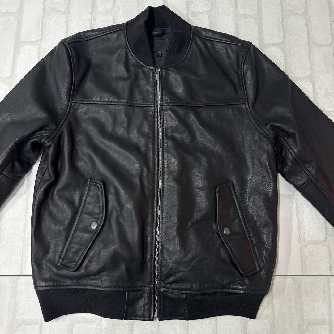 ギャップ OLD Gap 牛革 レザー ボンバー ジャケット L ブラック