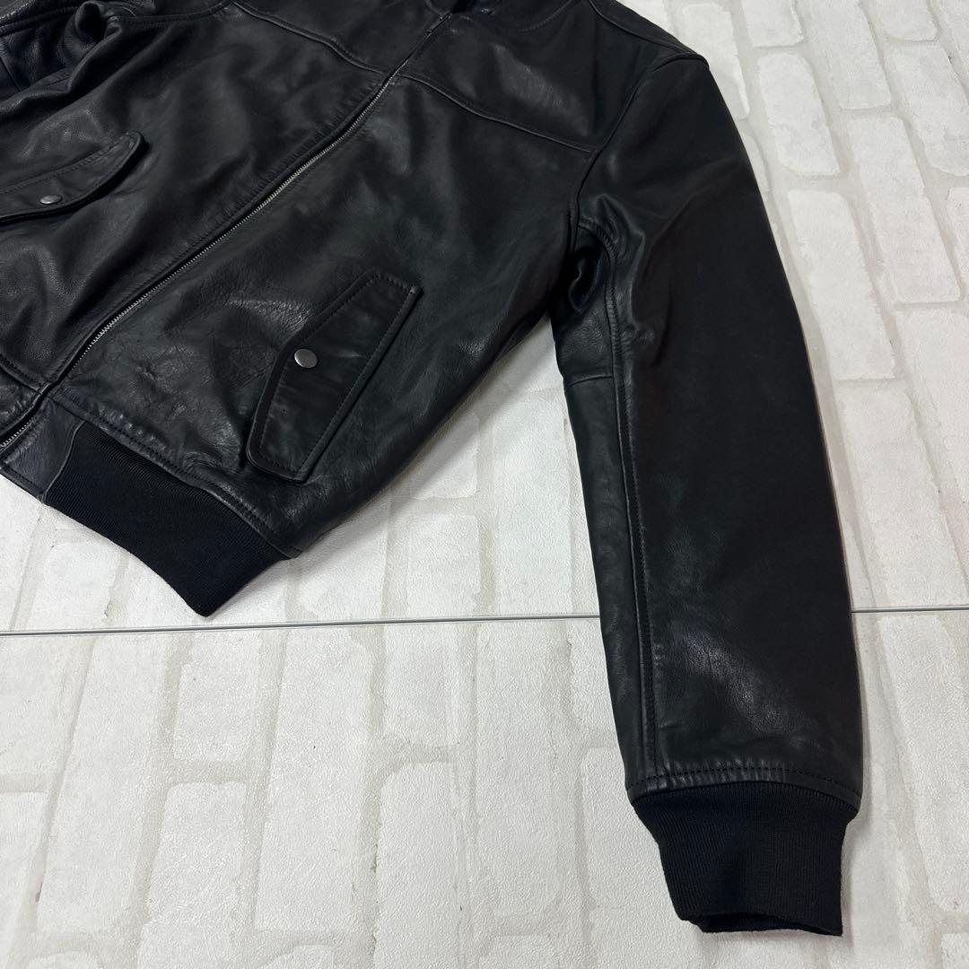 ギャップ OLD Gap 牛革 レザー ボンバー ジャケット L ブラック