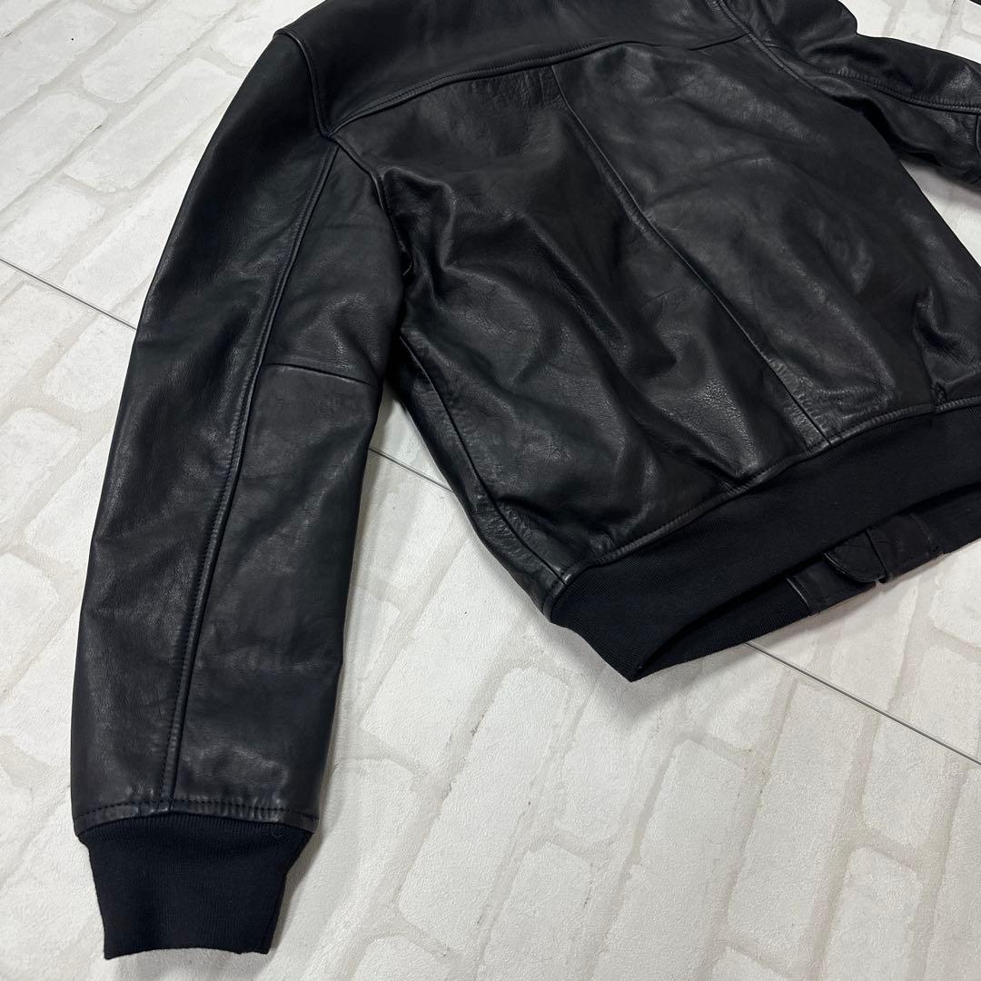 ギャップ OLD Gap 牛革 レザー ボンバー ジャケット L ブラック