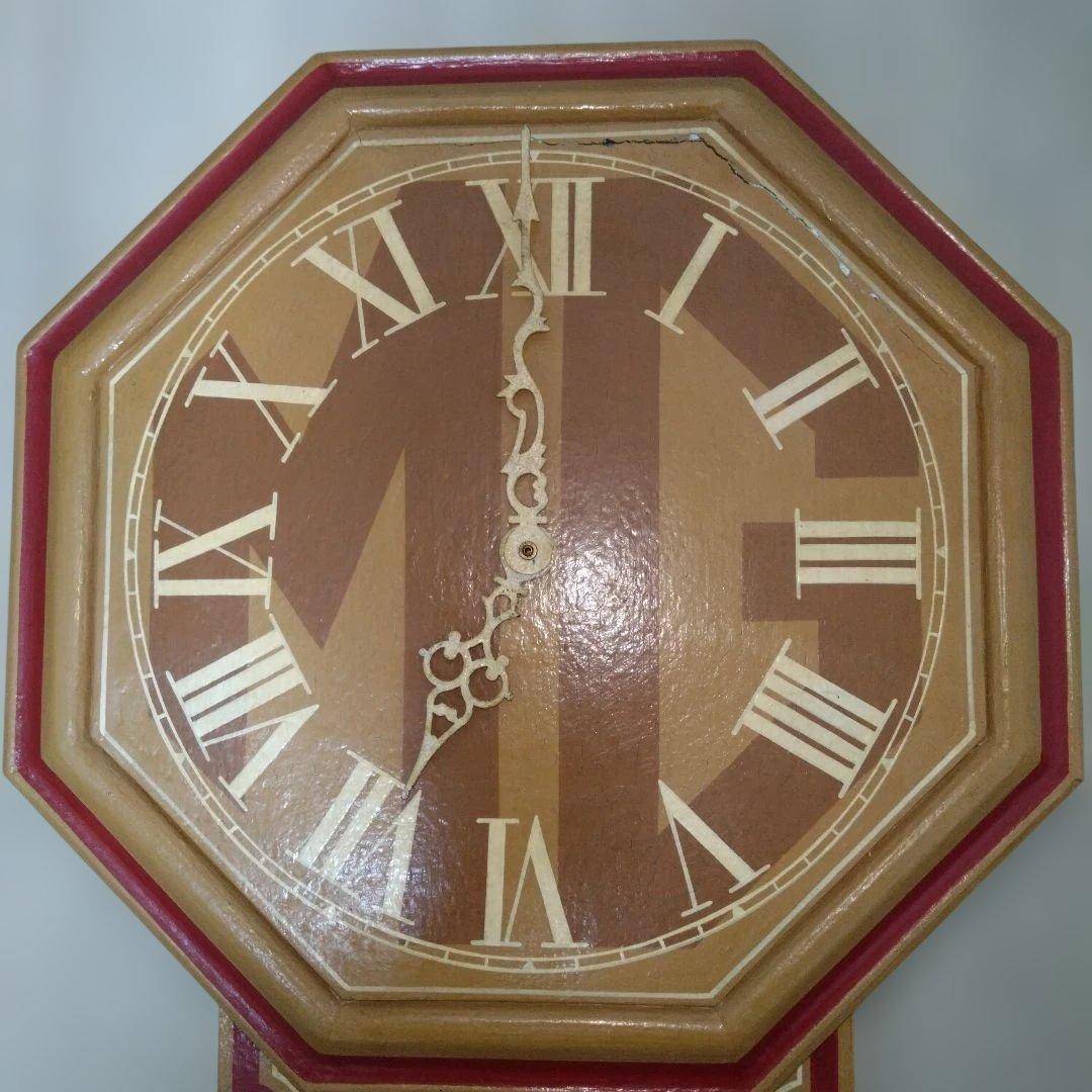 アンティーク風八角形木製時計（不動品）※絵柄　mg midget　※文字盤にmg
