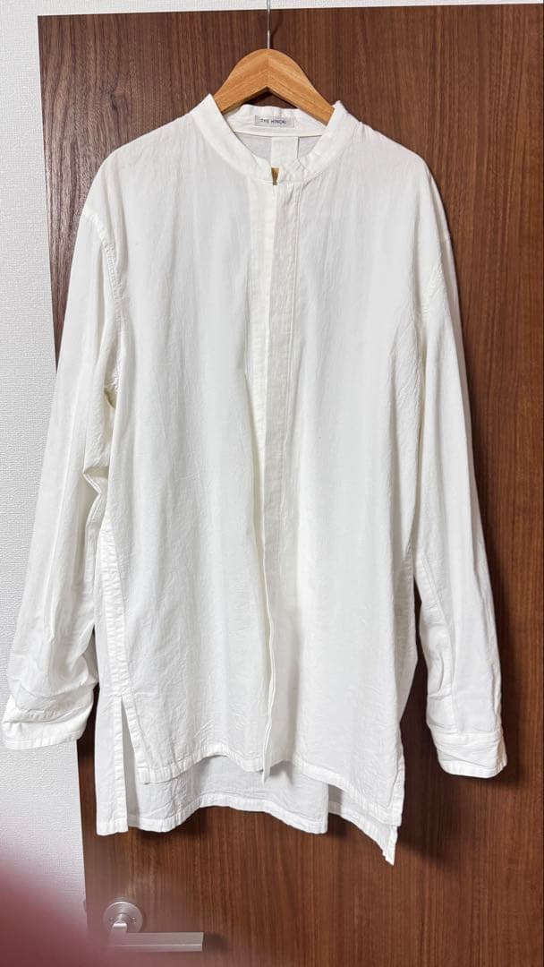 THE HINOKI バンドカラーシャツ ホワイト黒