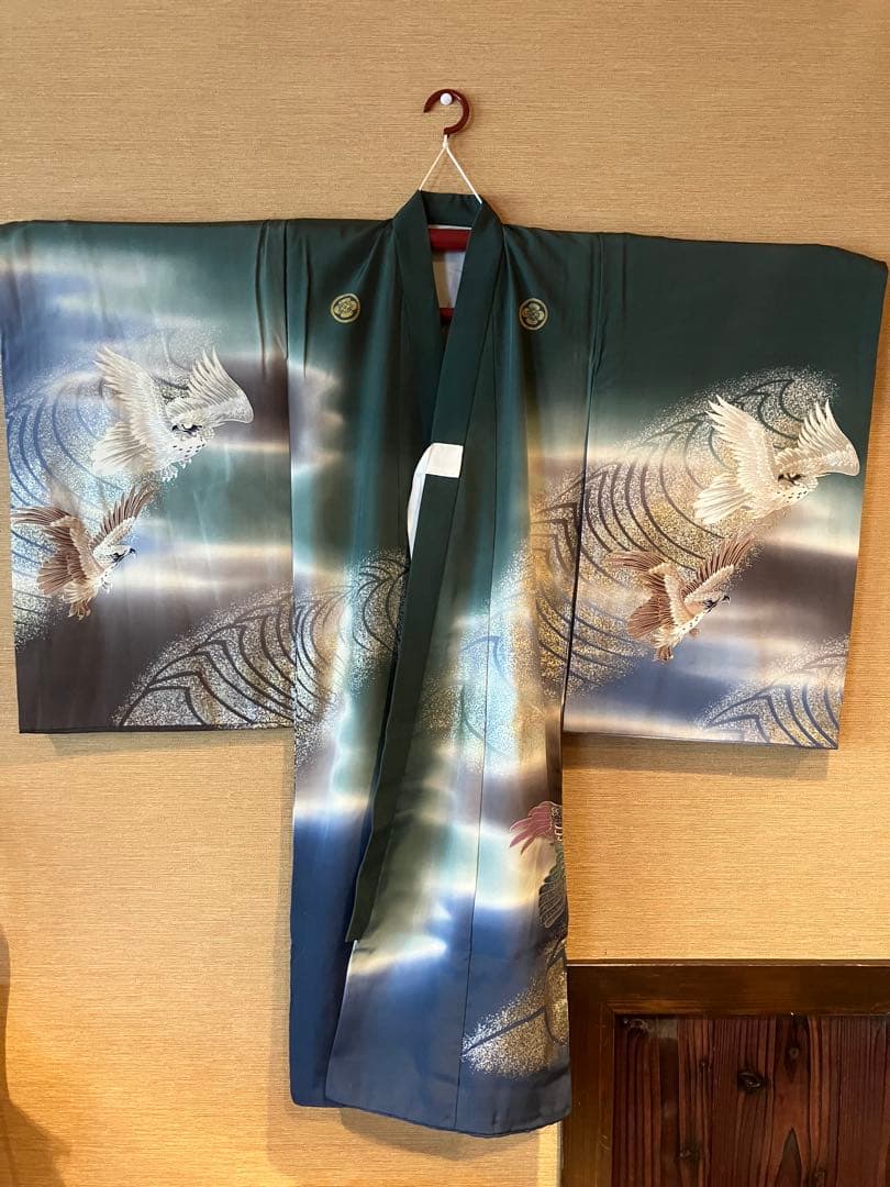 七五三 羽織　深緑色　正絹