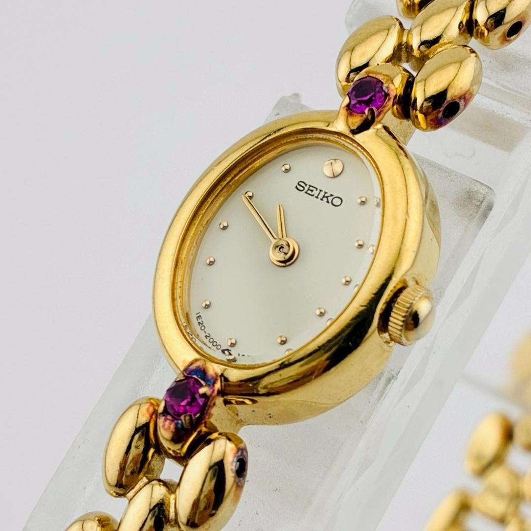 【電池交換済】SEIKO　レディース腕時計　2pカラーストーン　ゴールド