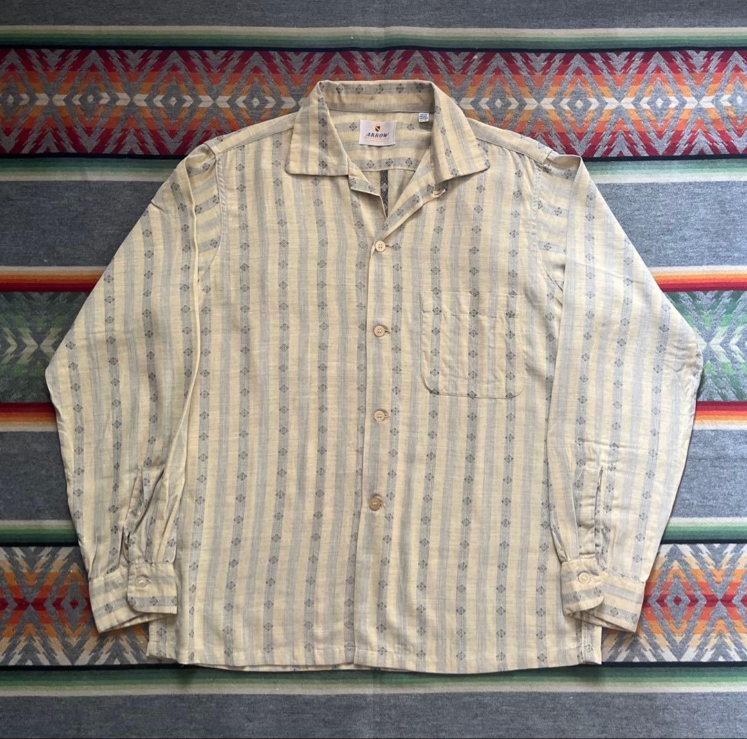 50s ARROW レーヨン ストライプ シャツ アーガイル 検 ギャバ 60s