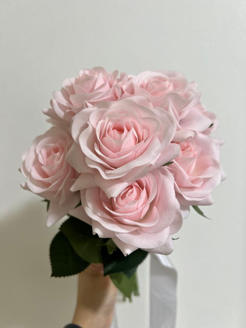 ウェディングブーケ　造花　ピンク　ローズ　バラ　前撮り　結婚式