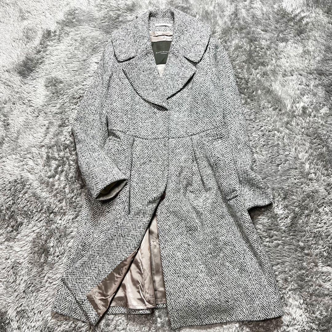 マッキントッシュ シルク混　ウール　ヘリンボーン　チェスターコート　L 美品