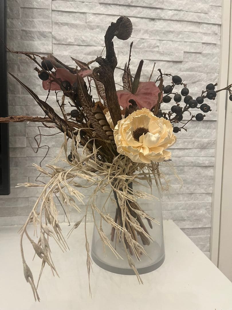 【美品】 フェイクドライフラワー・フラワーベース