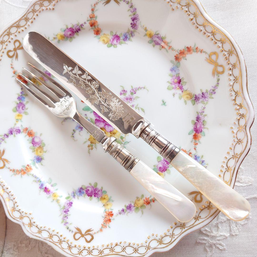 白蝶貝　マザーオブパール　デザートカトラリーセット