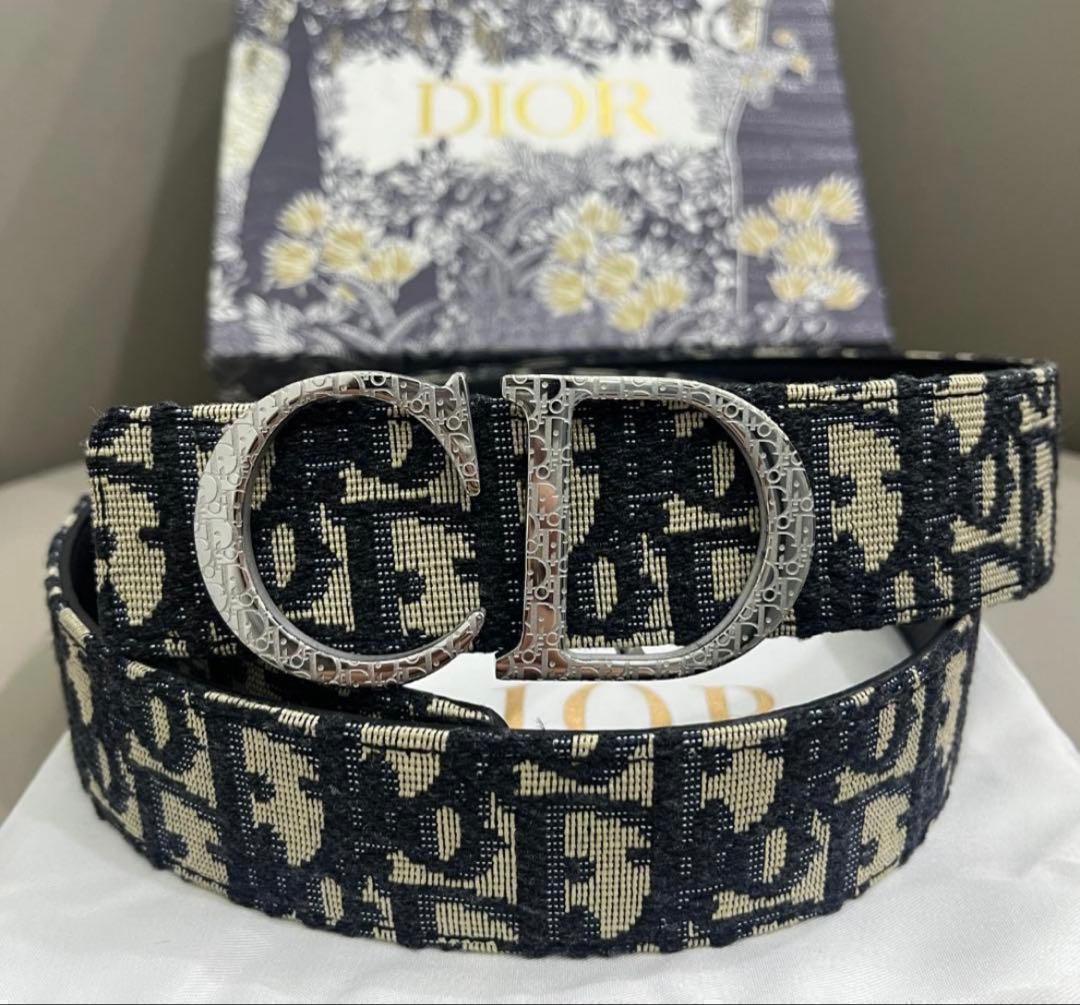 Christian Dior ディオールのシルバーバックル付きベルト