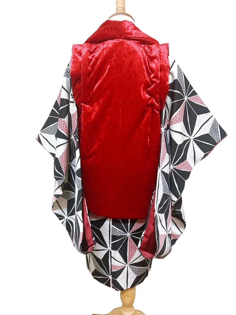 ベロア被布♡七五三　3歳　女の子　フルセット　モダン　大正ロマン　ベレー帽