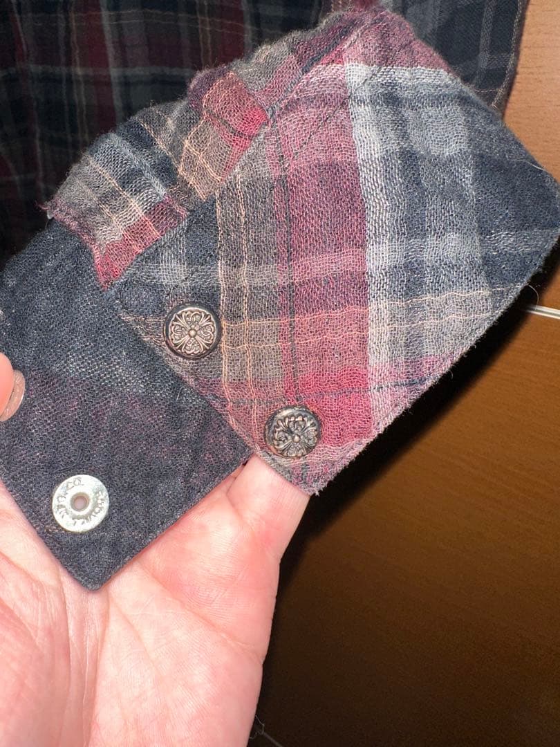 Chrome Hearts チェック シャツ ウエスタン JVPレザー