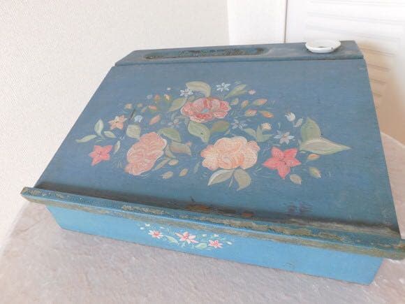 フランス　ライティング　トールペイントのボックス　ブロカント [h028]