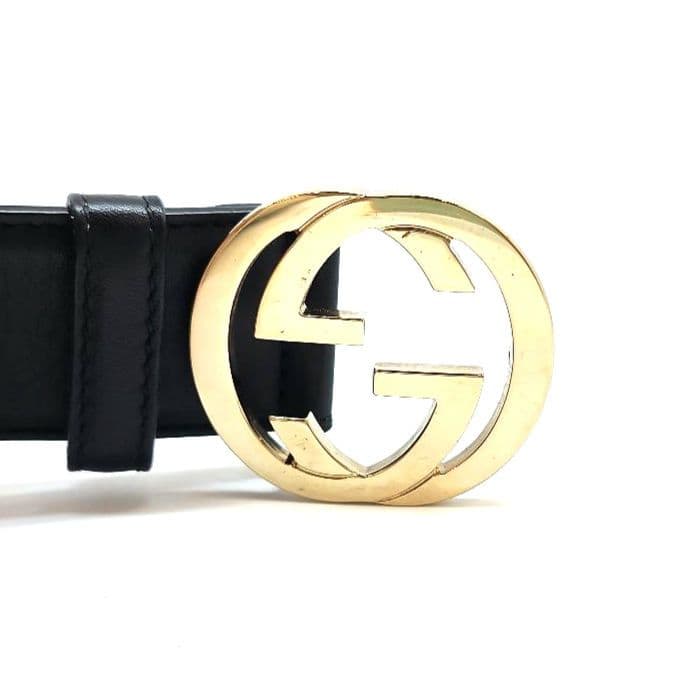 GUCCI　グッチ　 ブラック　レザー ベルト　GG