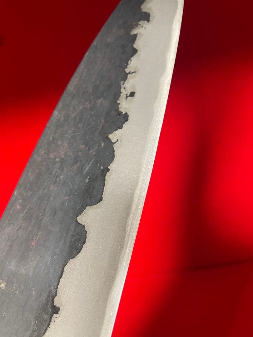 No.01278 包丁　白鷹幸伯（本人作) 黒打　両刃刃文綺麗　未使用品