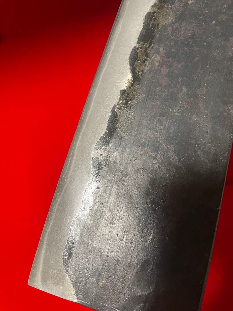 No.01278 包丁　白鷹幸伯（本人作) 黒打　両刃刃文綺麗　未使用品