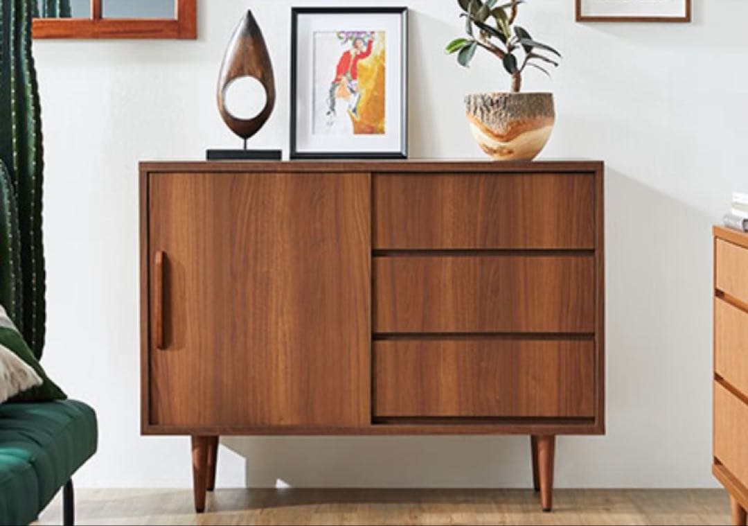 【実物写真追加】脚付　キャビネット　サイドボード　ウォールナット　幅120