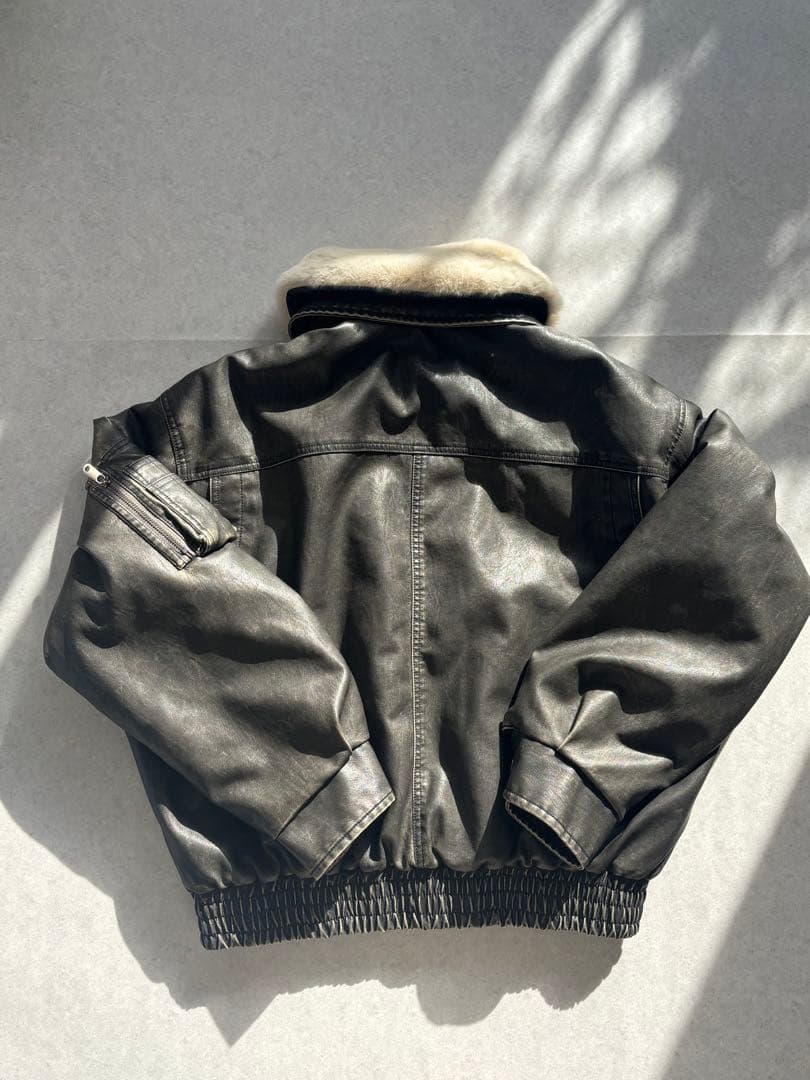 24AW SLY ヴィンテージ フェイクレザー ショート ブルゾン