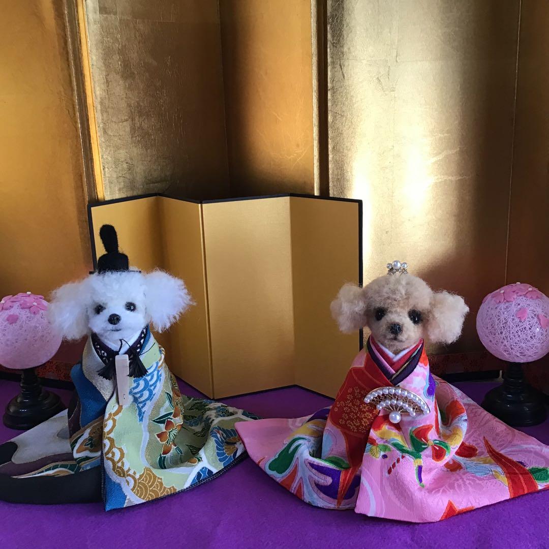 フェルト羊毛のプードル雛（古布）