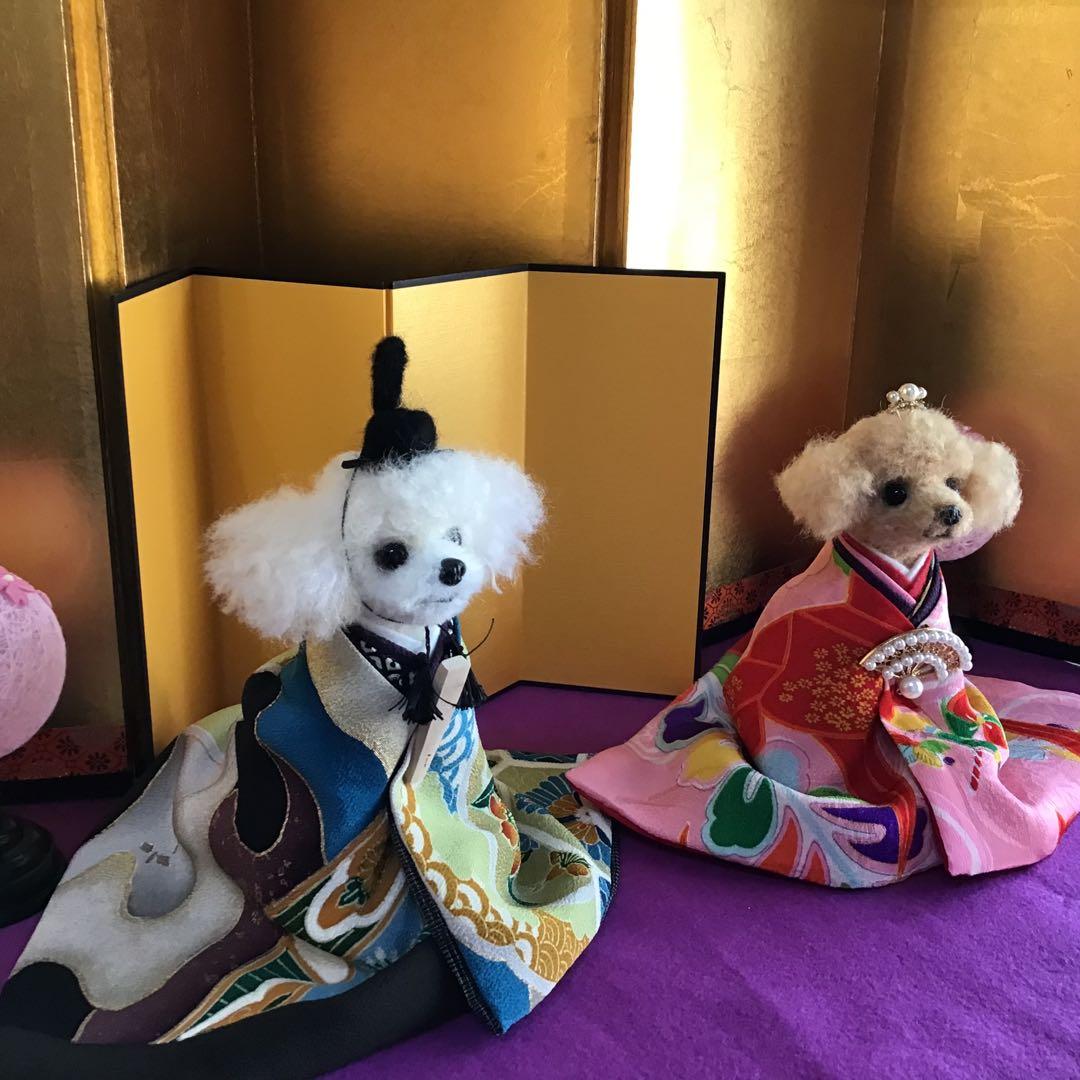 フェルト羊毛のプードル雛（古布）