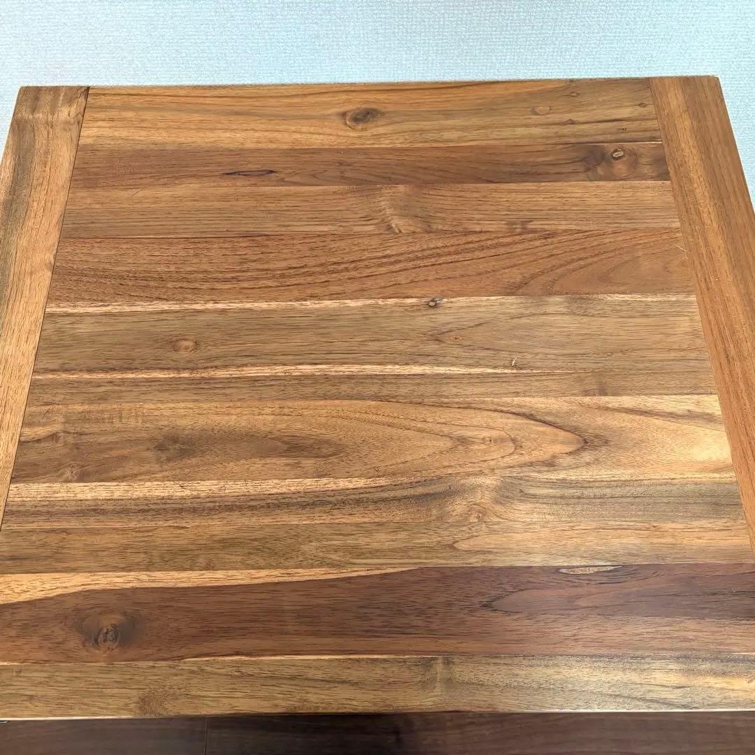 端喰ストライプチーク アイアンレッグ　テーブル　カフェ　おしゃれ