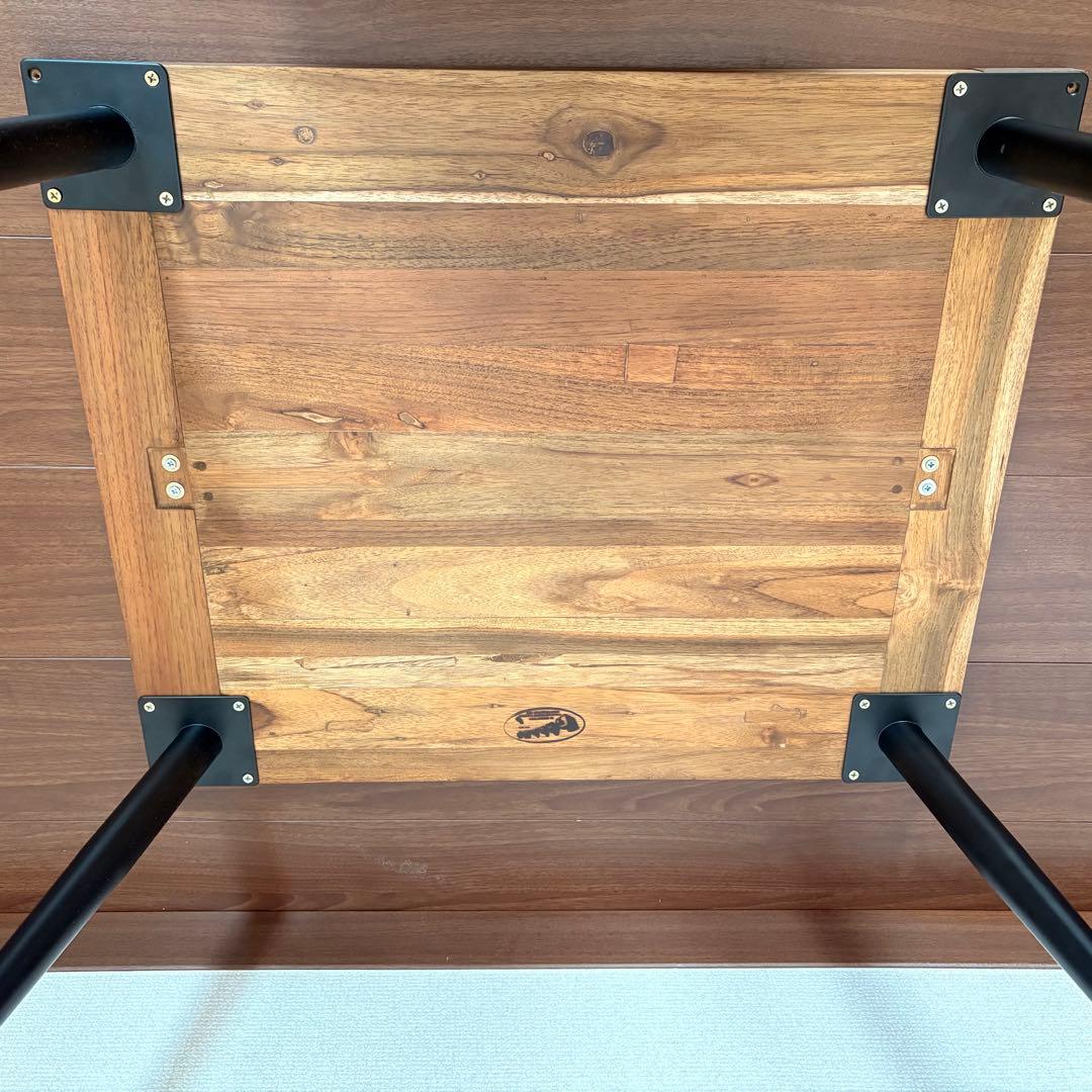 端喰ストライプチーク アイアンレッグ　テーブル　カフェ　おしゃれ