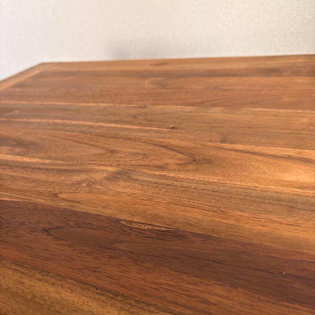 端喰ストライプチーク アイアンレッグ　テーブル　カフェ　おしゃれ