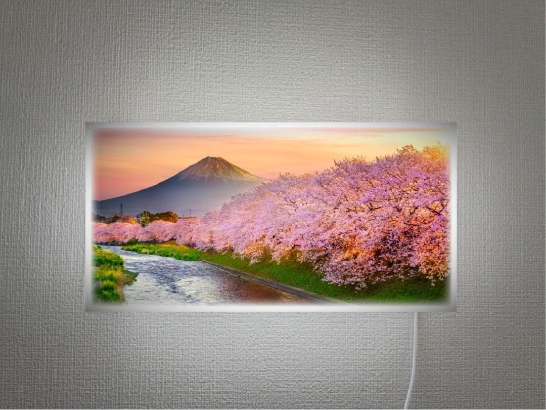 【壁掛け】富士山 さくら 桜 渓流 景色 照明 看板 置物 雑貨 ライトBOX