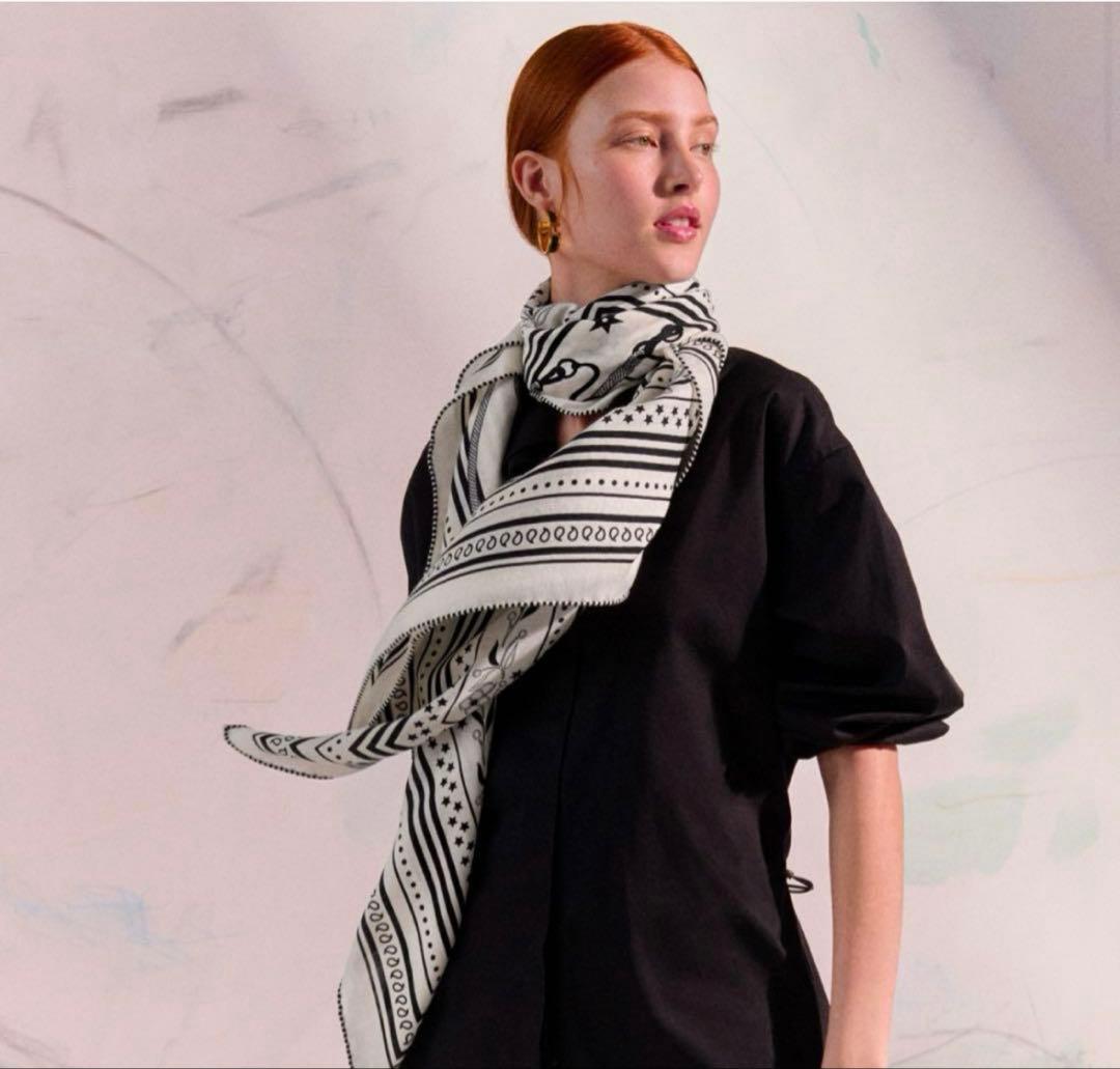 新品未使用　HERMES エルメス カシミヤシルク カレジュアン アマゾンの祭典