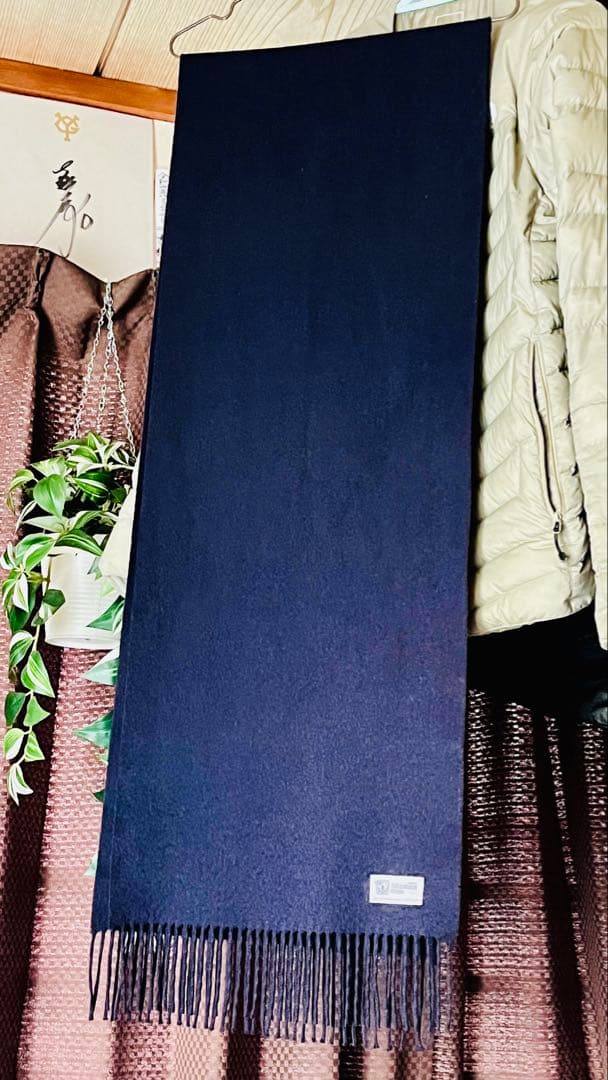 ジョンストンズ カシミヤ 中判 ダークネイビー ストール