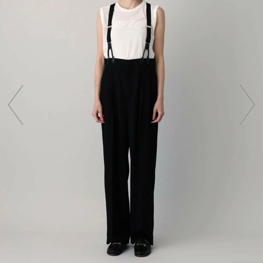 美品　カレンソロジー　黒ピンストライプ　サスペンダーパンツ　フリーサイズ