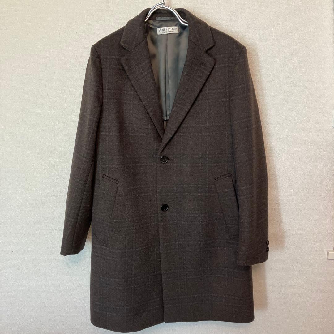 【未使用】BEAUTY&YOUTH チェック120S メルトン チェスターコート