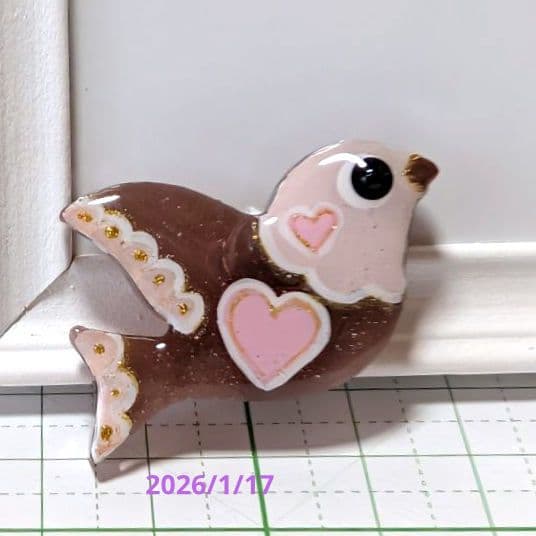 鳥（訳あり）　レジンヘアゴム　チョコクッキー