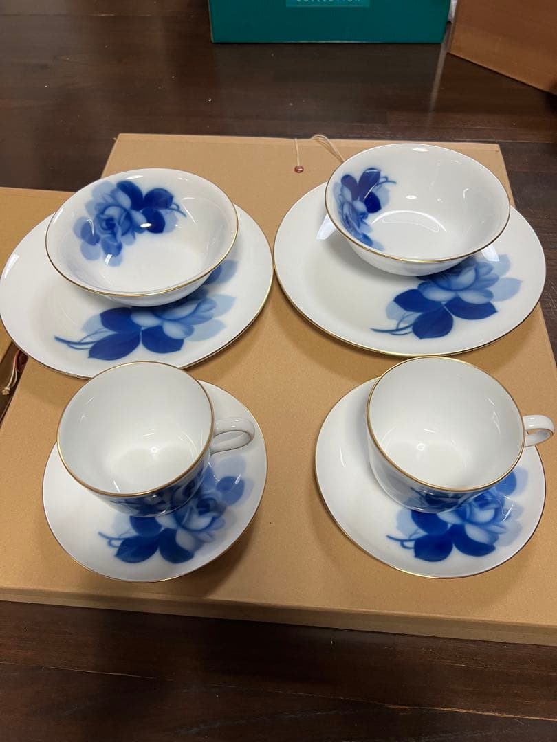 大倉陶園　ブルーローズ　モーニングセット6点