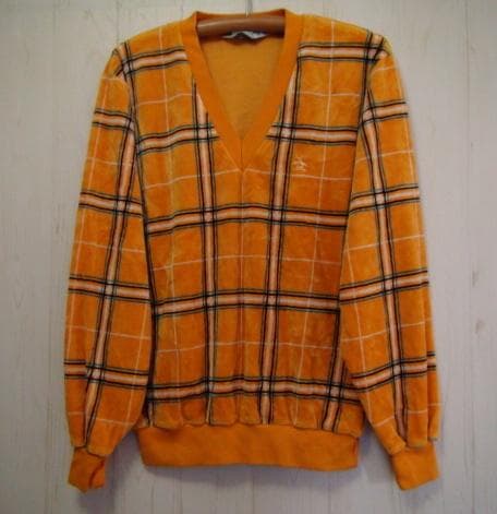 20273　グランドスラム　メンズ　Ｖネック長袖トップス　黄色チェック　Ｌ