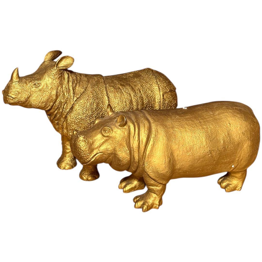 franc franc ideacoのカバとサイのゴールド置物