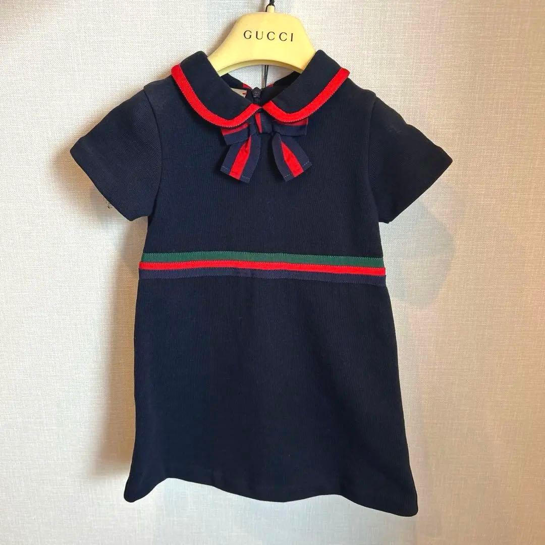 GUCCI ネイビー ワンピース 襟付き　24m