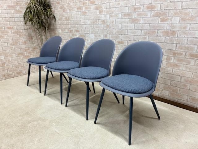 ダイニングチェア　４脚セット　ネイビー　送料無料　新品