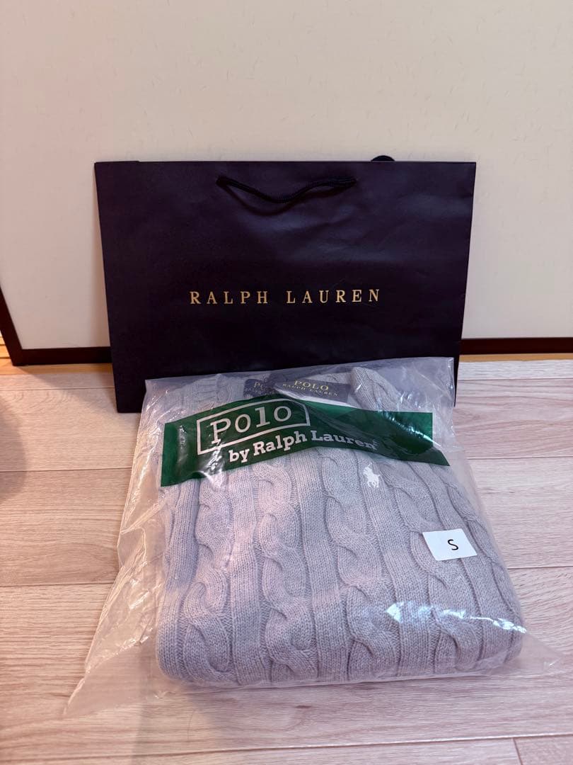 週末限定Polo ラルフローレン ケーブルニットセーター グレー