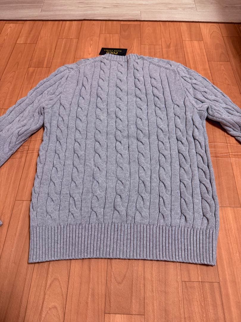 週末限定Polo ラルフローレン ケーブルニットセーター グレー