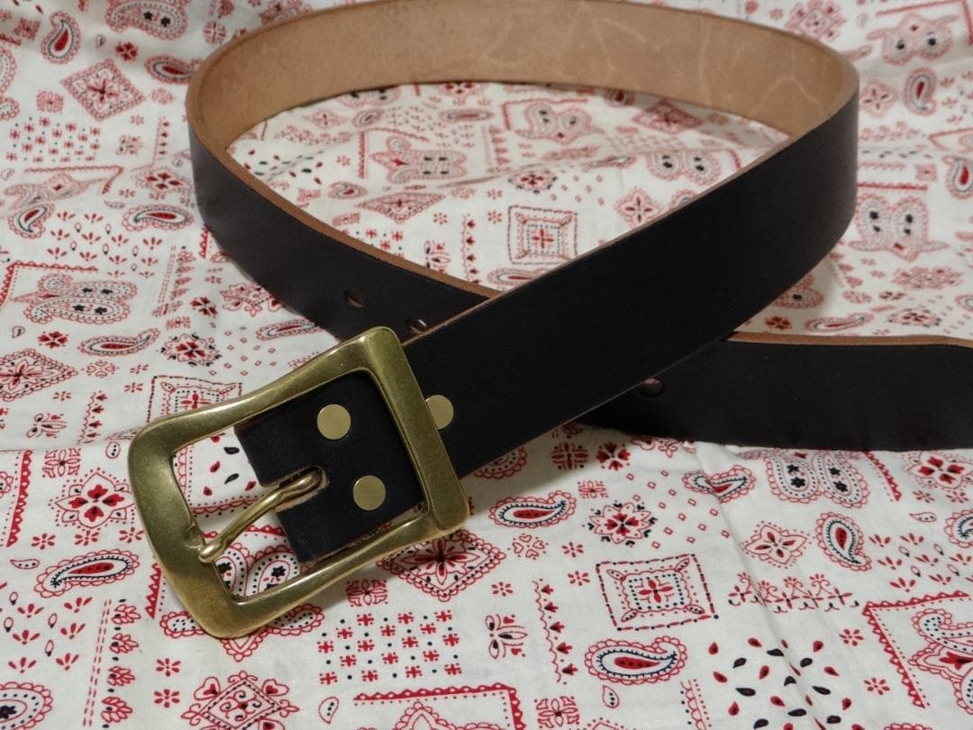 親方　6ミリ厚多脂革ブラック茶芯ベルトG32バックル 極厚ベルト