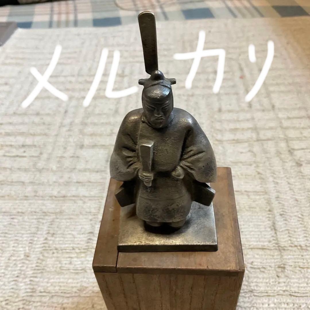 純銀製　天神様　置物　桐箱付き　昭和レトロ。